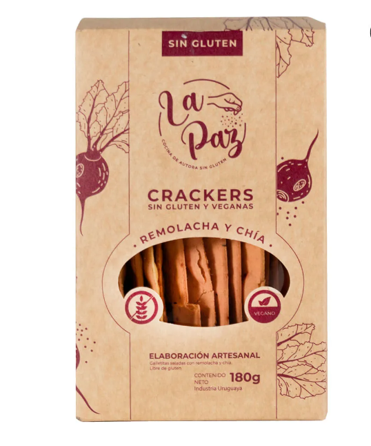 Galletas crackers de remolacha y chia La Paz 180g