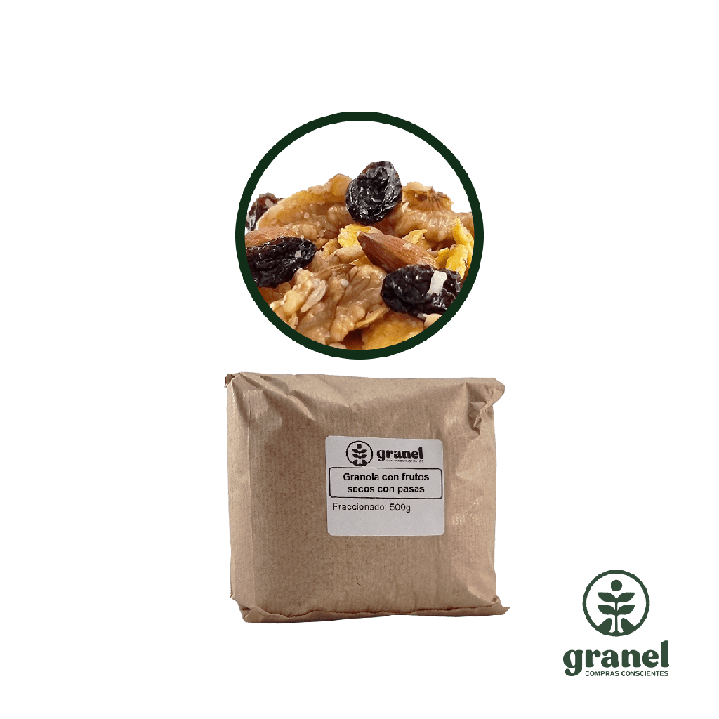 Granola premium con frutos secos con pasas 500g