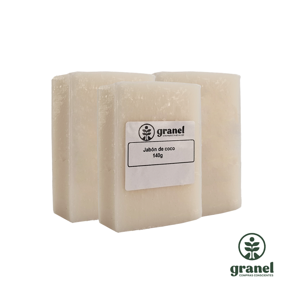 Jabón de coco puro 100% vegetal en barra 140g 3 unidades