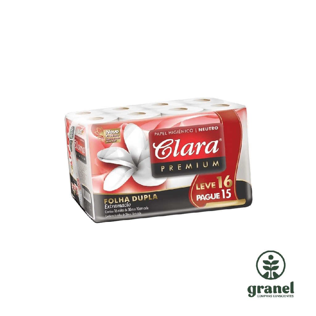 Papel higiénico doble hoja premium Clara 30m X16