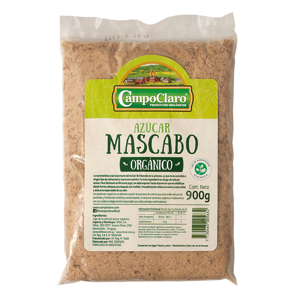 Azúcar mascabo orgánico Campo Claro 900g