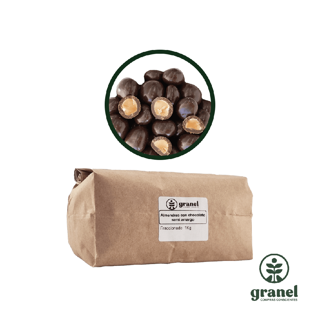 Almendras con chocolate semi amargo 1kg