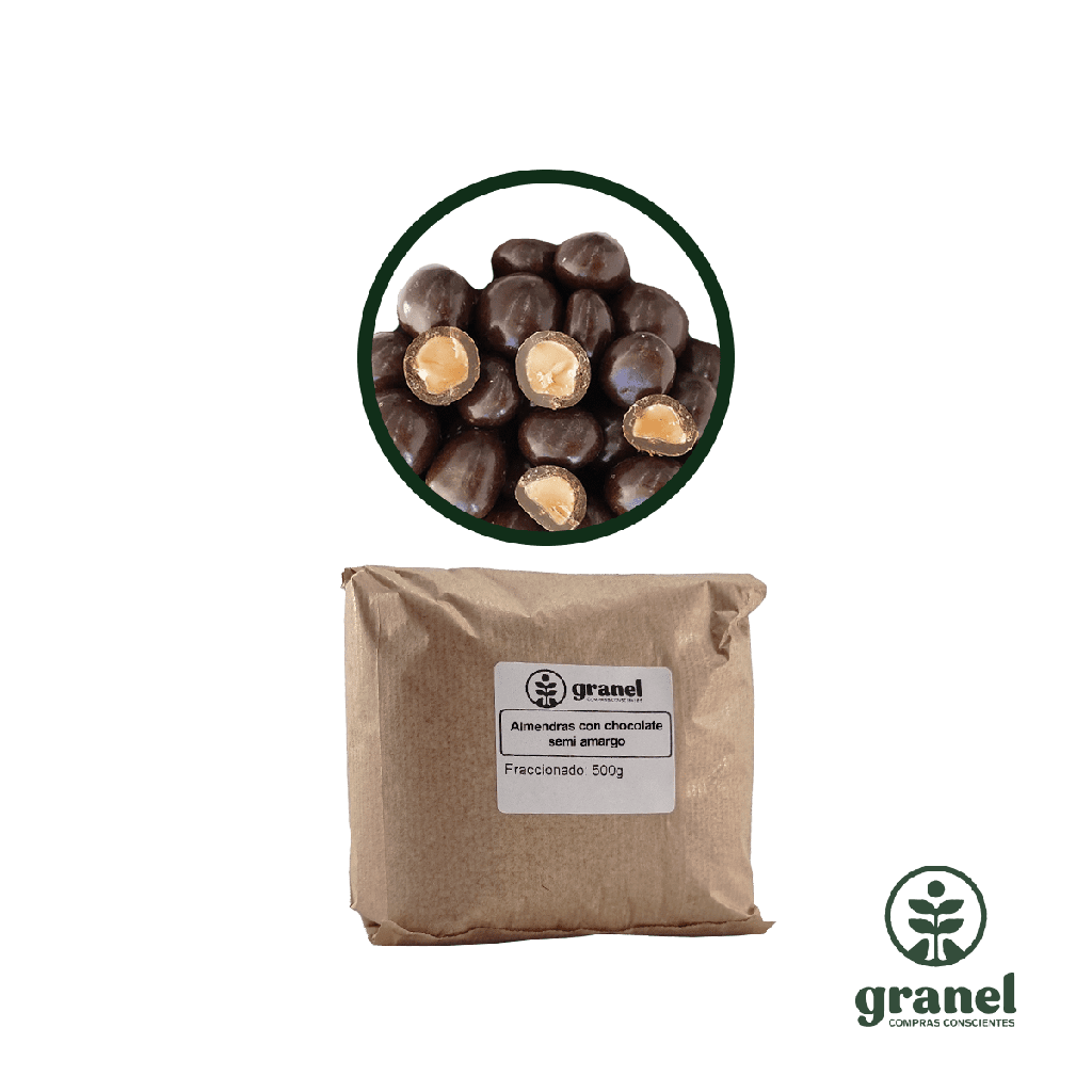 Almendras con chocolate semi amargo 500g