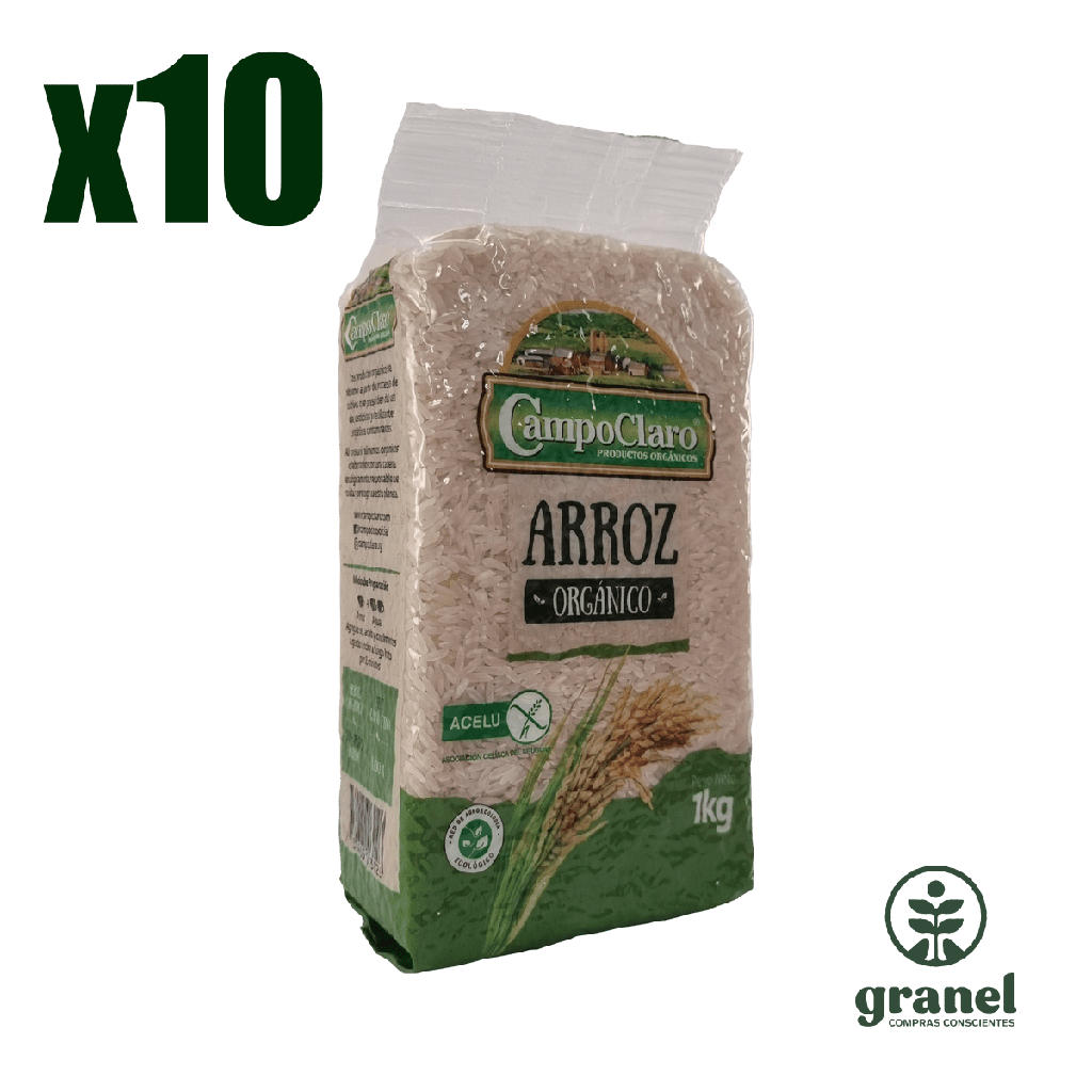 Arroz blanco orgánico Campo Claro 1kg 10 unidades