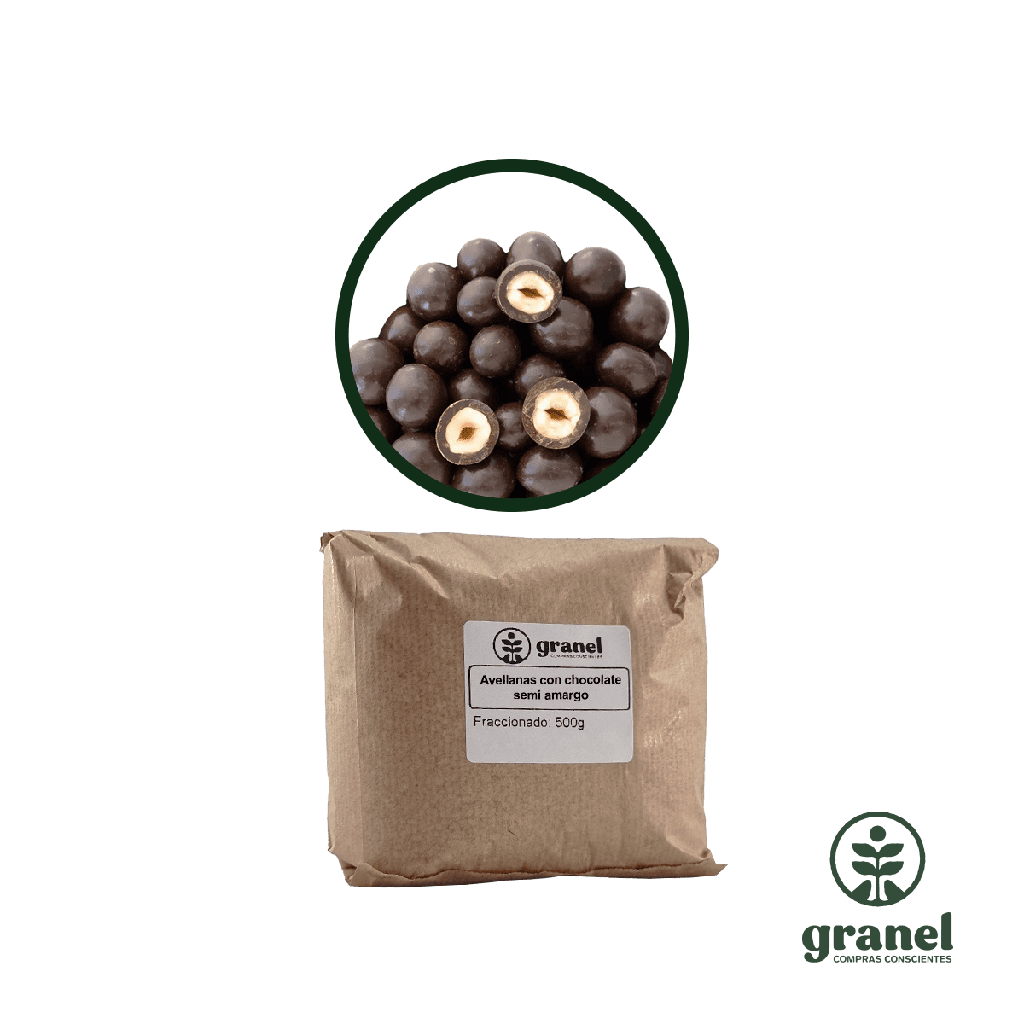 Avellanas con chocolate semi amargo 500g