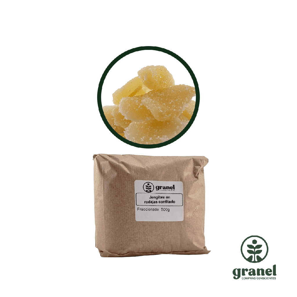 Jengibre en rodajas confitado 500g