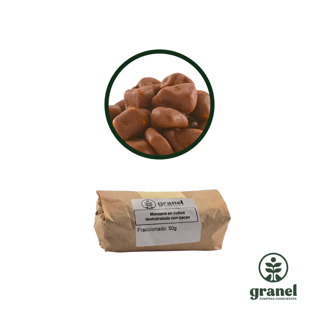 Manzana en cubos deshidratada con cacao 50g