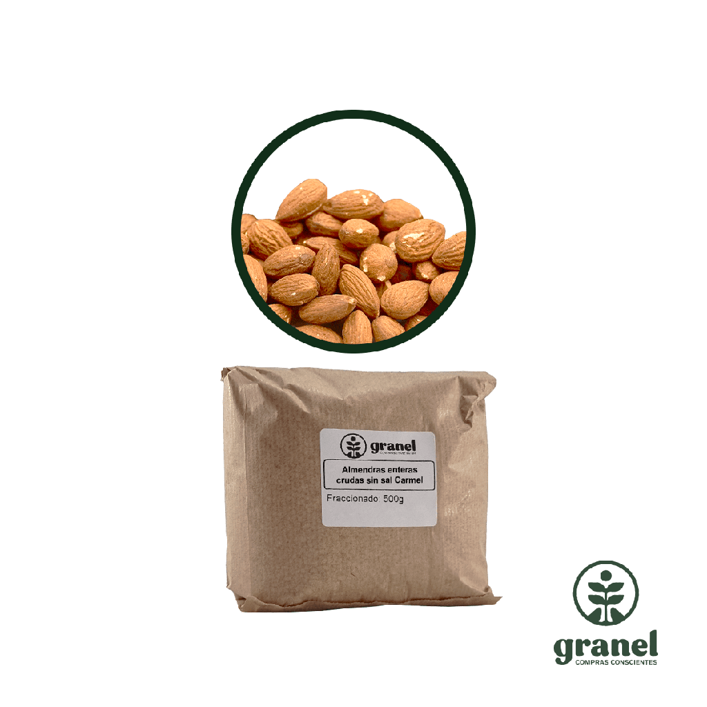 Almendras enteras crudas sin sal Carmel 500g