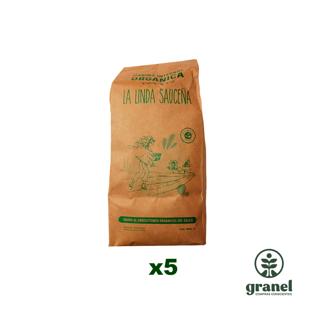 [8095] Harina de trigo integral orgánica La Linda Sauceña 1kg 5 unidades