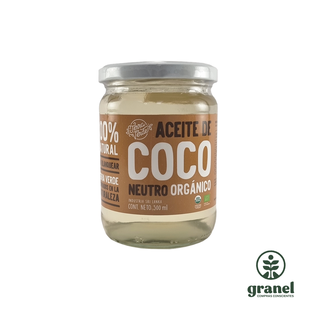 Aceite de coco neutro orgánico Terra Verde 500ml