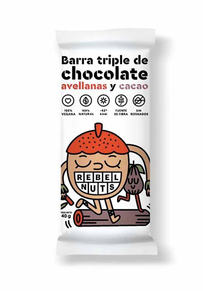 [10736] Barra triple de chocolate avellanas y coco Rebel Nuts 40g