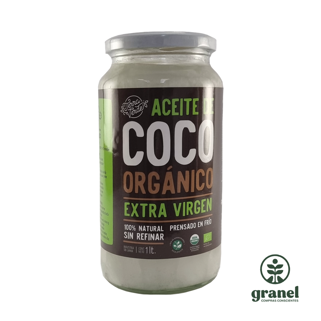 Aceite de coco orgánico extra virgen Terra Verde 1L