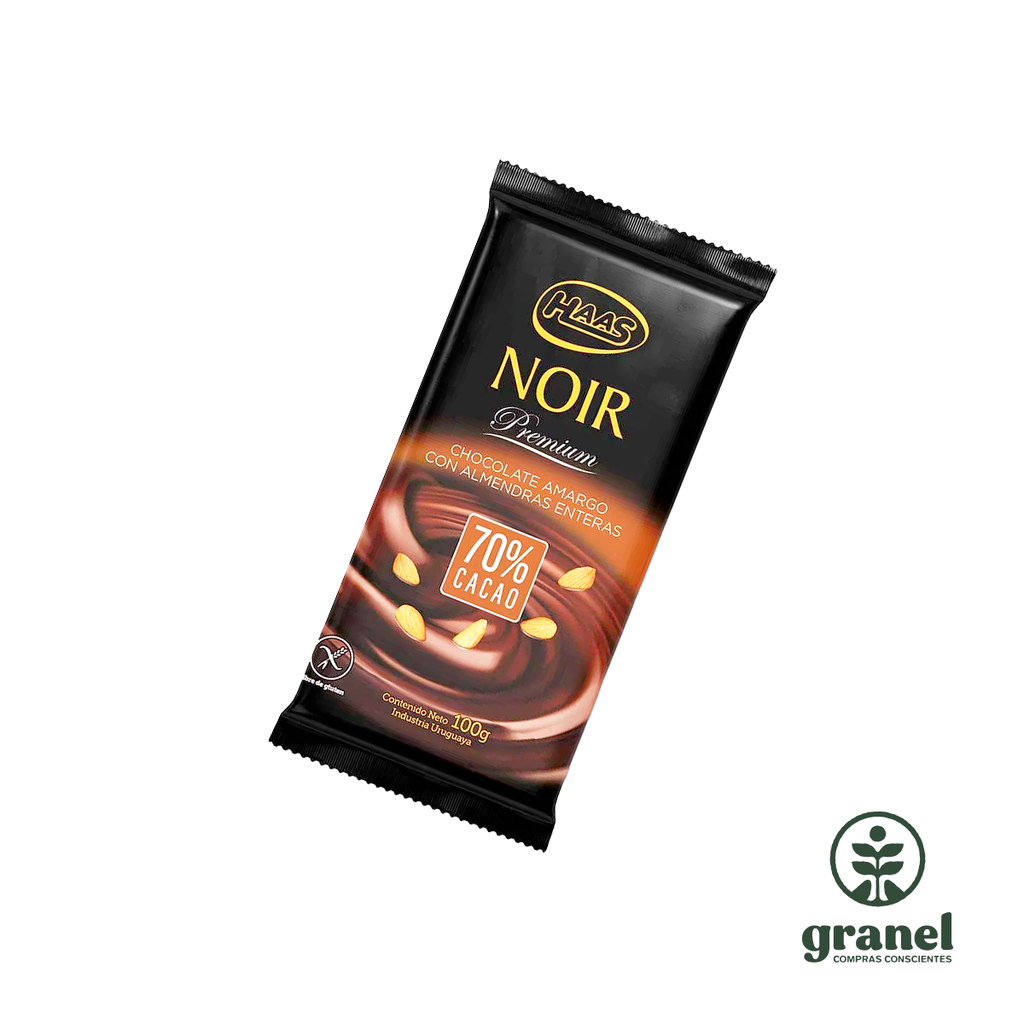 Chocolate amargo con almendras 70% Noir Haas 100g