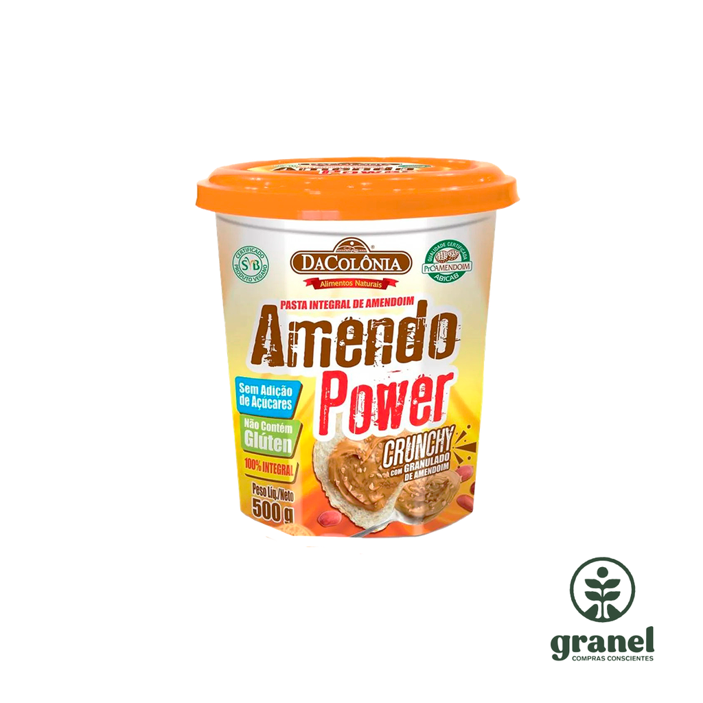 Mantequilla crema manteca de maní crunchy Amendo Power 500g